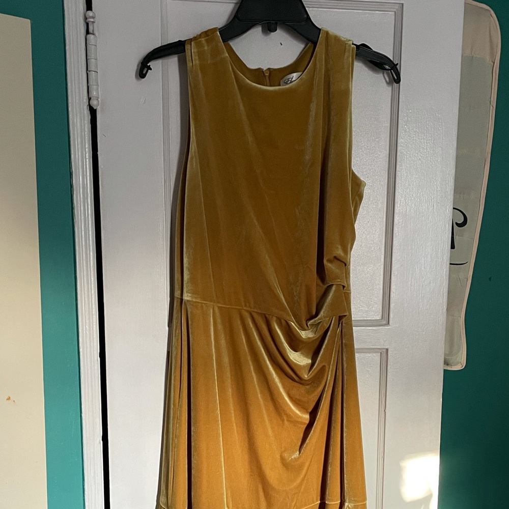 Gold suede dress